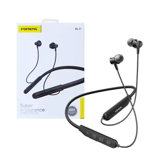 Foneng Bluetooth Neckband Earphones BL37 400mAh Black Foneng Bluetooth Neckband Earphones BL37 400mAh Black